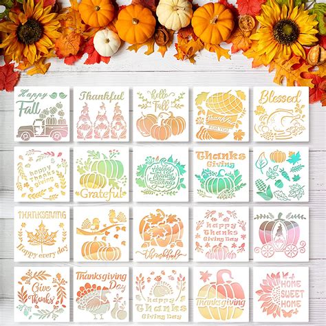 Pcs Fall Thanksgiving Stencils For Painting On Wood Canvas Reusable