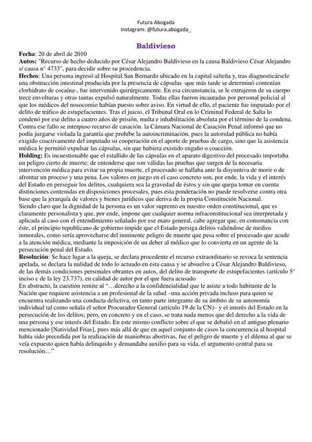 Resumen Fallo Baldivieso Derecho Constitucional Unlam Futura