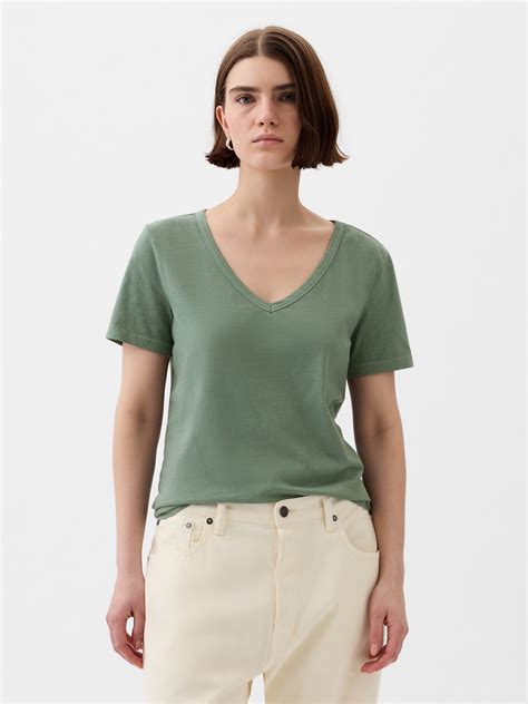 Organic Cotton Vintage V Neck T Shirt Gap