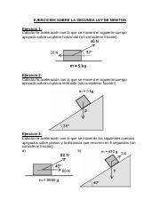 35 Ejercicios Segunda Ley De Newton 1 Doc EJERCICIOS SOBRE LA