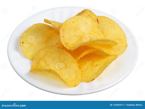 Chips In A White Plate Stock Image Image Of Refreshment 12205977