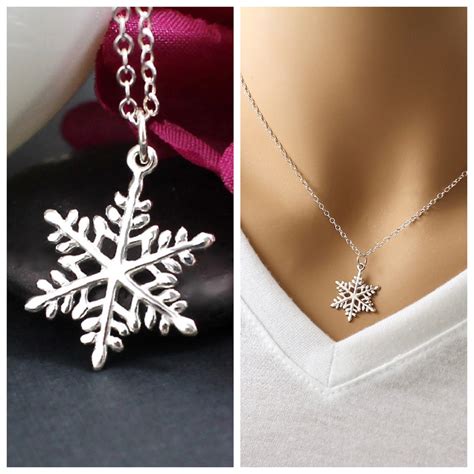 Sterling Silver Snowflake Necklace Snowflake Pendant Necklace