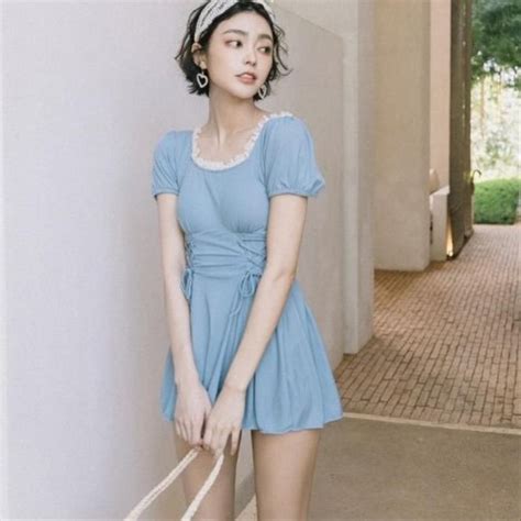 Jual Baju Renang Wanita Korea Bikini Konservatif Gas Cute Japanese Dua Potong Mata Air