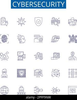 Colección de iconos de línea de ciberseguridad Cifrado Vulnerabilidad