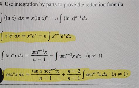 Solved Use Integration By Parts To The Reduction Formula I Chegg