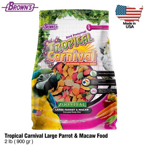 Brown S Tropical Carnival Large Parrot Macaw Bird Pellet IMPORT USA