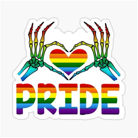 Pegatina Orgullo Gay Mes de Concientización LGBT 2022 Mano de esqueleto Raibow de BjarHani