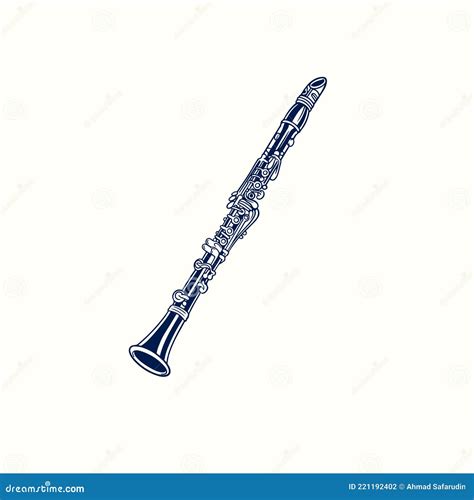 Vector Hand Drawn Illustration Of Clarinet Engraving Old Vintage Style