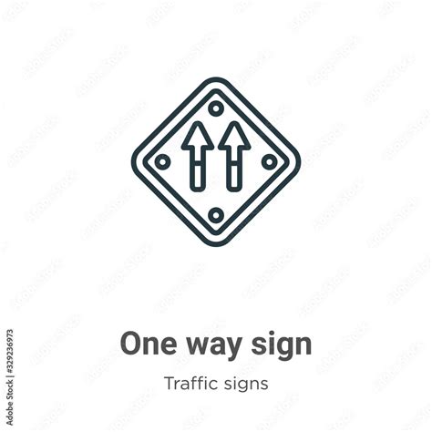 One Way Sign Outline Vector Icon Thin Line Black One Way Sign Icon