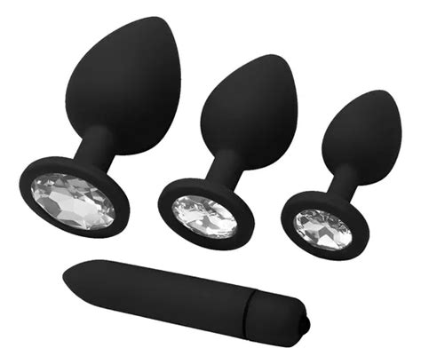 Set De Plug Anales Gel De S Lice Con Gema Juguete Sex Color Negro Mercadolibre