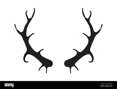 Deer Antlers Vector Silhouette Of The Horns Of A Wild Elk Roe Deer On