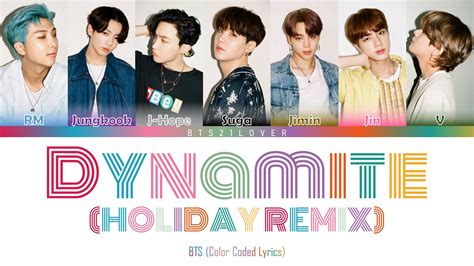 BTS Dynamite Holiday Remix English Color Coded Lyrics YouTube