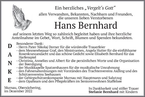 Traueranzeigen Von Hans Bernhard Trauer Merkur De