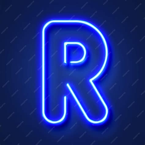 Premium Photo Letter R Realistic Glowing Blue Neon Letter Against A