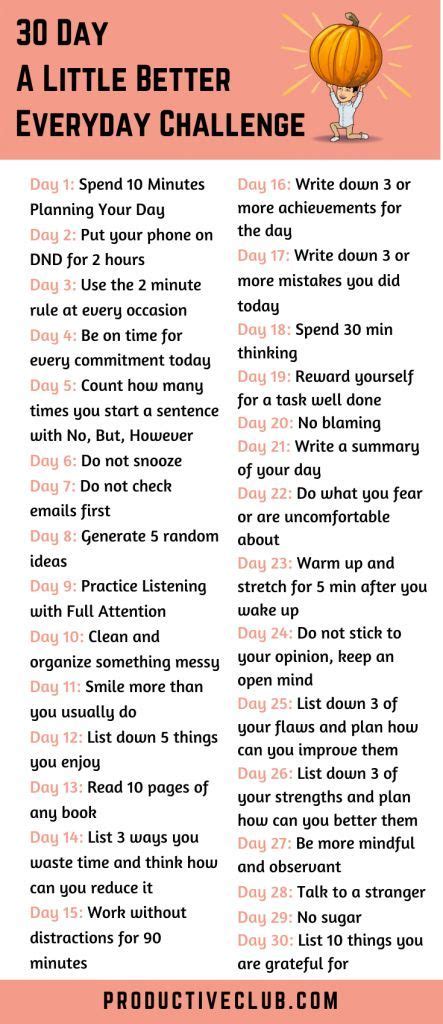 A 30 Day Self Improvement Challenge To Help You Improve Artofit