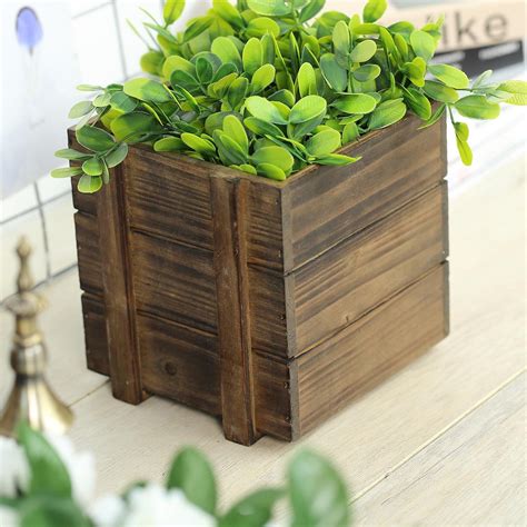 Efavormart 4 Pack | 6x6'' Square Wood Boxes DIY Wooden Planter Boxes ...