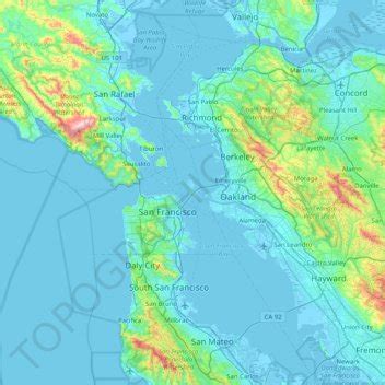 Yerba Buena Island topographic map, elevation, relief