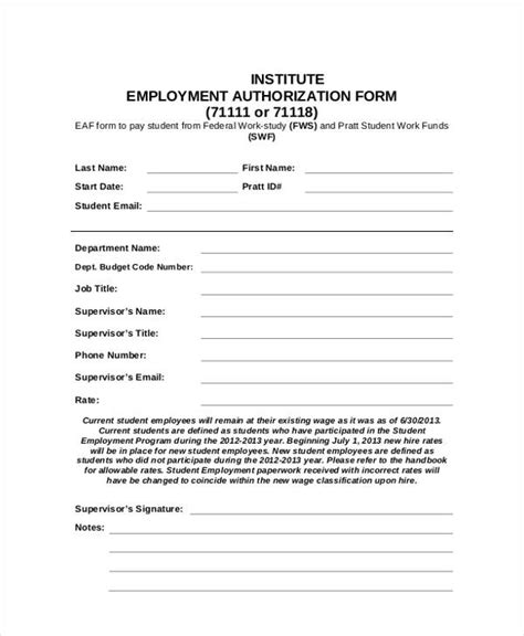 Free 13 Sample Employment Authorization Forms In Pdf Excel Ms Word 38676 Hot Sex Picture