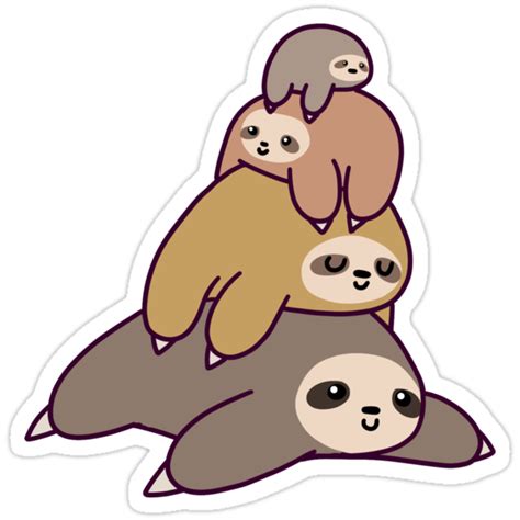 Sloth Stack Stickers By Saradaboru Redbubble