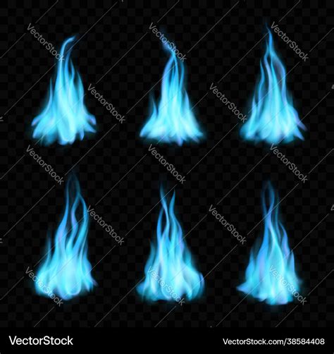 Natural Gas Burning Blue Flames Bonfire Set Vector Image