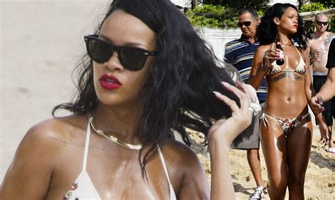 Rihanna Takes Part In Yet Another Watery Photo Shoot In White Bikini Daily Mail Online