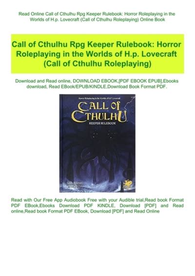 Read Online Call Of Cthulhu Rpg Keeper Rulebook Horror Roleplaying In