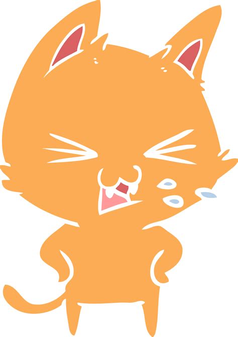 Flat Color Style Cartoon Cat Hissing 43494270 Png