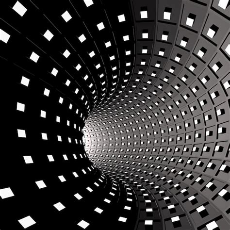 Fundo Abstrato Ilustração Do Túnel 3d Com Quadrados Foto Premium