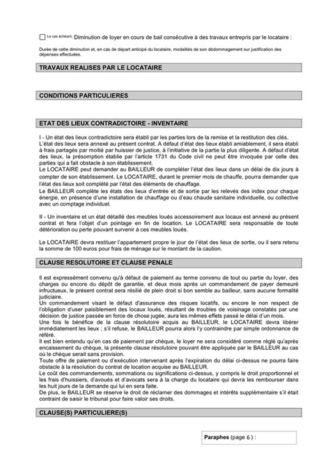 Model De Contrat De Location Locaux Meubles Doc Pdf Page Sur