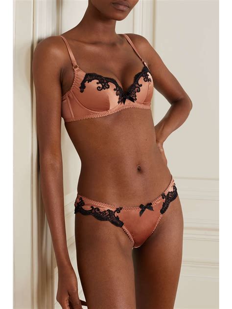 Agent Provocateur Molly Leavers Lace Trimmed Stretch Silk Satin