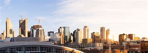 HD wallpaper: canada, edmonton, city, skyline, pano, sunset, buildings ...