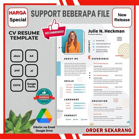 Jual 90 File Template Cv Ats Friendly And Resume Lamaran Kerja Word Dan Psd Terbaik Siap Edit