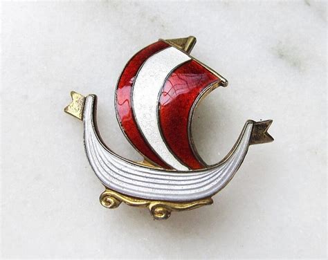 Vintage Aksel Holmsen Norway Sterling Silver Guilloche Enameled Viking