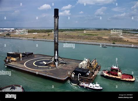 Falcon 9 Spacex Booster Being Towed Into Cape Canaveral After Landing