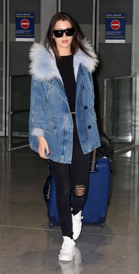 Bella Hadid In The Fur Lined Denim Jacket Vogue