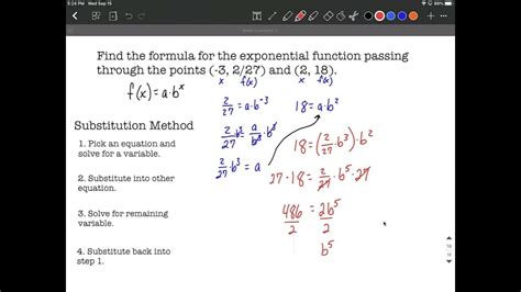 Find Exponential Function Given Two Points Negative Exponent And