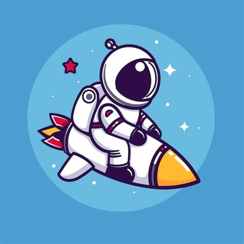 Astronauta en una aventura espacial en un cohete diseño vectorial de