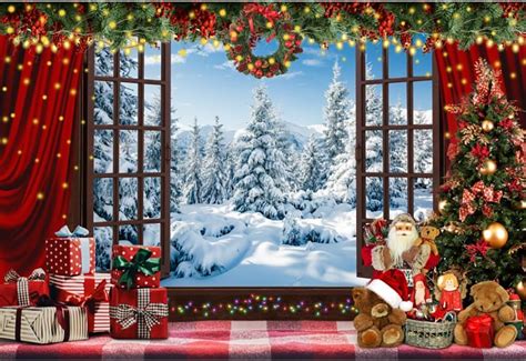 Ofila Winter Christmas Backdrop 8x6ft Fabric Christmas