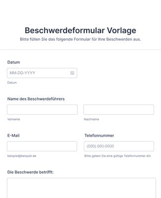 Beschwerde Formular Vorlage Formularvorlage Jotform