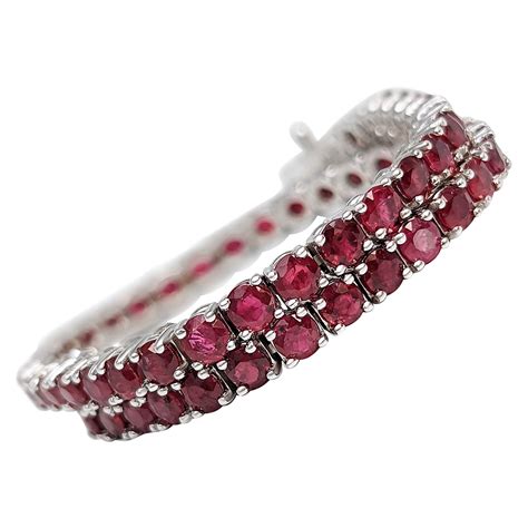 No Reserve Carat Natural Red Ruby Tennis Karat White Gold