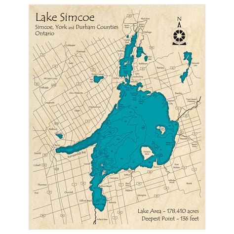 Lake Simcoe 3d Custom Wood Map Lake Art Llc