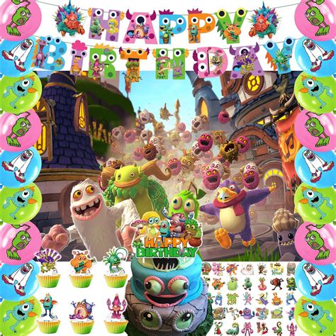 Singing Monsters Birthday Party Decoration Monsters Game Party Photo Background 5 X