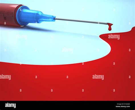 Artwork Of Syringe With Blood Stock Photo Alamy