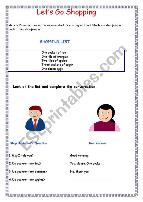 Let´s Go Shopping Esl Worksheet By Bluedoll