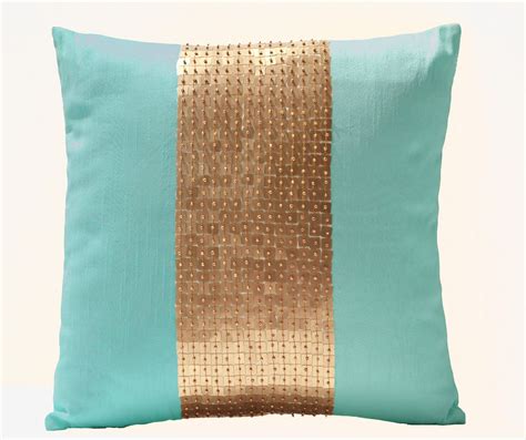 Amore Beaute Handmade Teal Gold Color Block In Faux Silk And Sequin