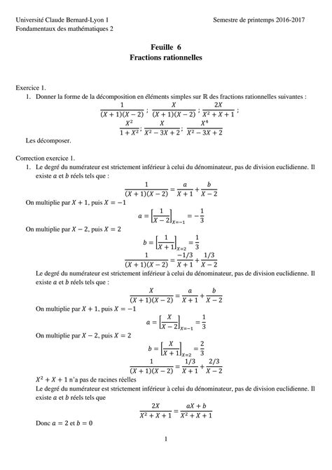 Solution Exercice Fraction Rationnelles Studypool