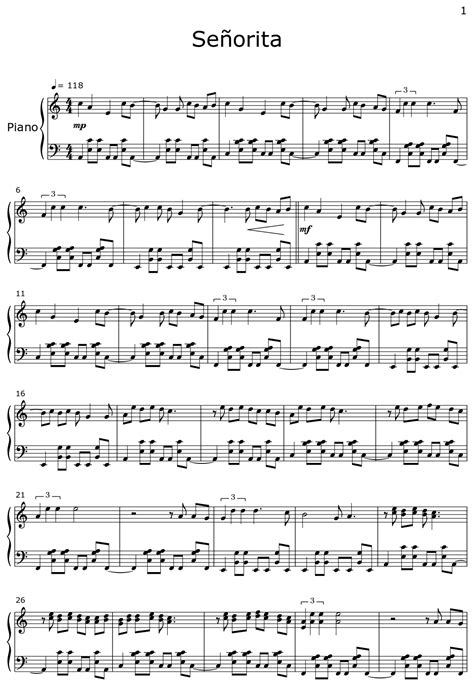 Señorita Sheet Music For Piano