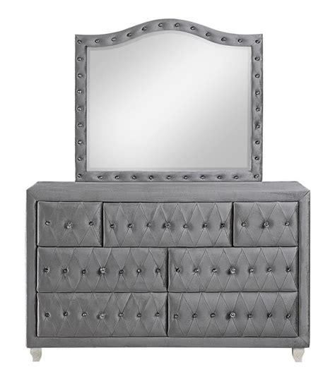 Buy Coaster Q Pc Deanna Queen Bedroom Set Pcs In Gray Velvet