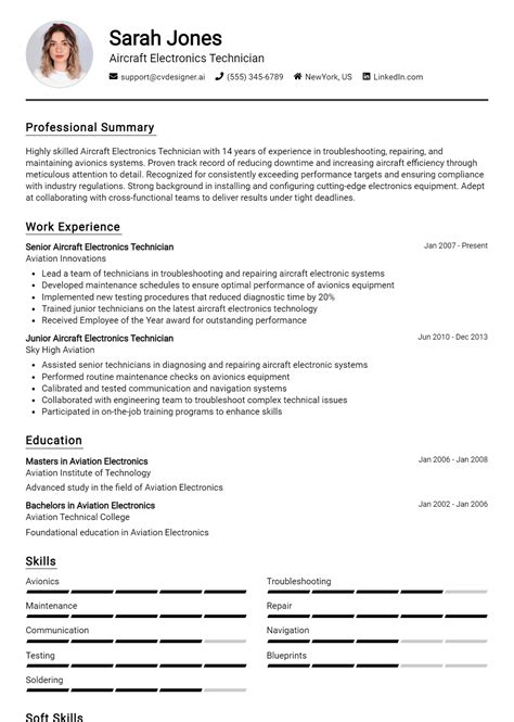 Aircraft Electronics Technician Resume Examples And Templates For