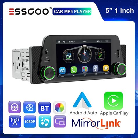 ESSGOO 5 HD Touch Screen Rádio Do Carro 1 Din Carplay Android Auto